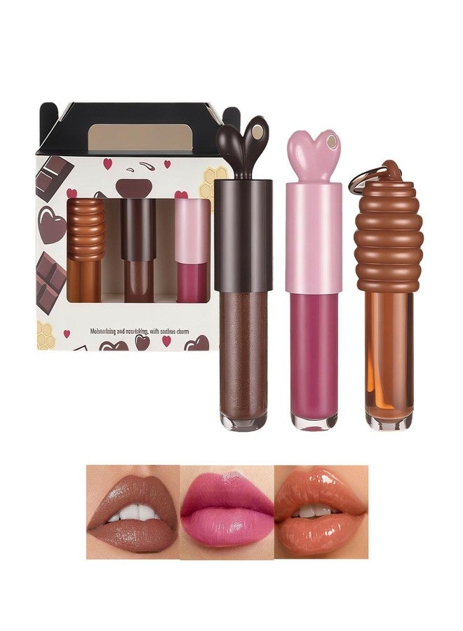 Baorder 3PCS Cute Hydrating Bunny Lip Gloss and Honey Lip Oil,Long Lasting Moisturizing and Nourishing Glitter Liquid Lipstick Set,Key Chain Glossy Honey Lip Stain,High Shine,Lip Care Makeup for Girls - Image 1